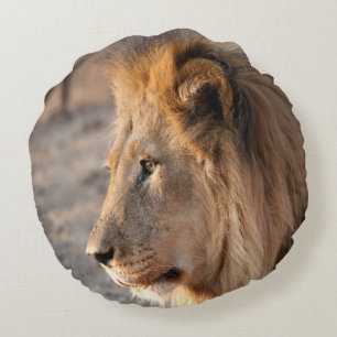 Lion Portrait Round Pillow