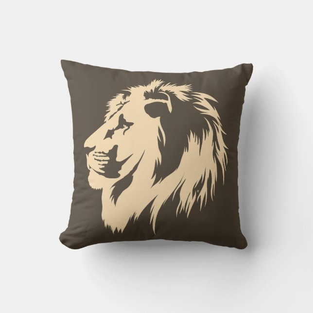 Lion Portrait (sand)  Throw Pillow (Front)