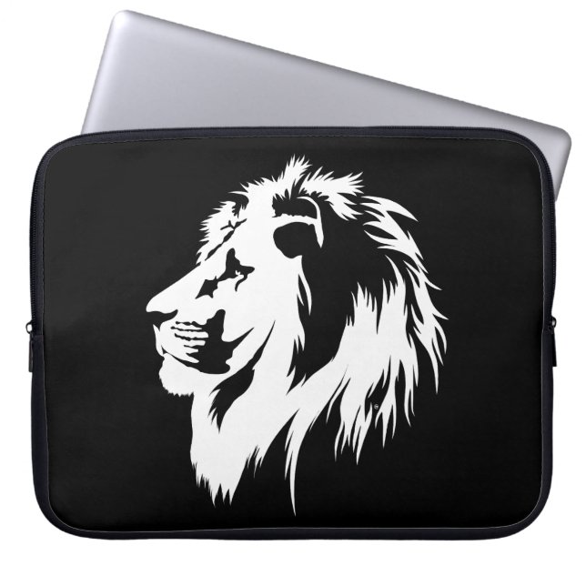 Lion Portrait (white) Laptop Sleeve (Front)