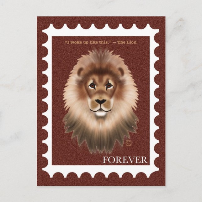Lion Postage Stamp Postcards (Front)