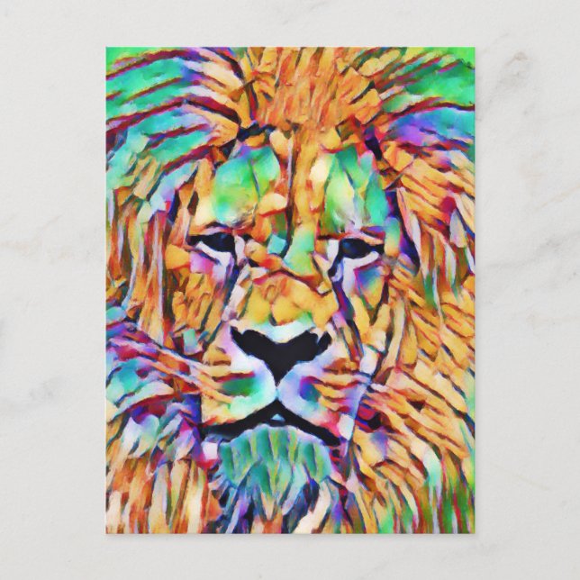 Lion Postcard - Vibrant Art (Front)
