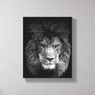 Lion Poster Löwe Leinwand BLACK Canvas Print