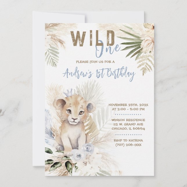 Lion Prince 1st Birthday Template (Front)