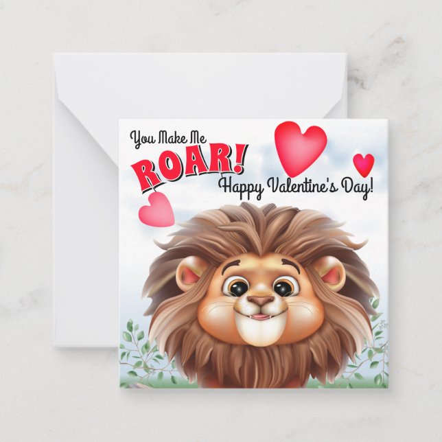 Lion Pun Kids Classroom Valentine Card (Front)