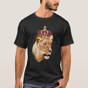 Lion Queen Big Cat Crowned Lioness Family T-Shirt