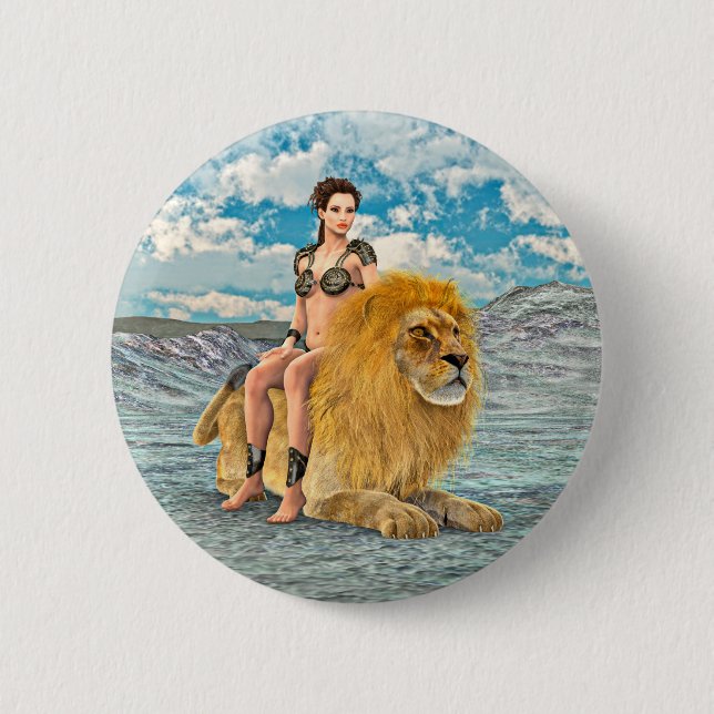 Lion Queen Fantas 2 Inch Round Button (Front)