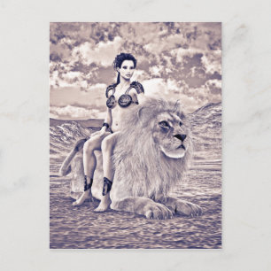 Lion Queen Fantasy Postcard