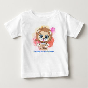 lion quote cartoon drinking bobba tea baby T-Shirt
