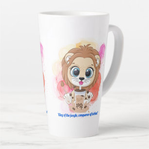 lion quote cartoon drinking bobba tea latte mug