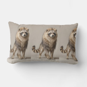 Lion Raccoon Hybrid – Golden Mane Woodland Lumbar Pillow
