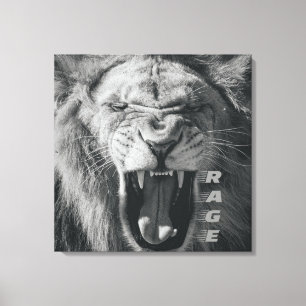 Lion Rage Black and White Roar Canvas Print