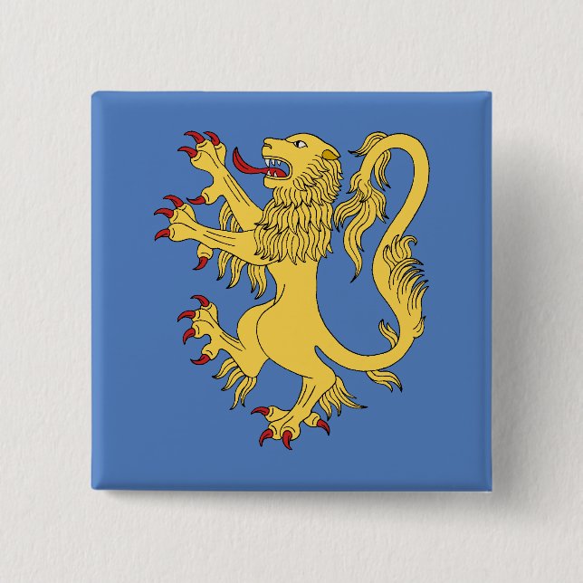 Lion Rampant 2 Inch Square Button (Front)