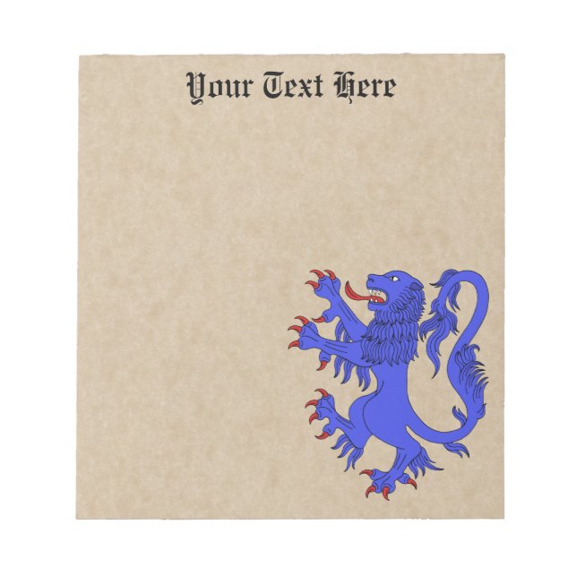 Lion Rampant Azure Notepad (Front)