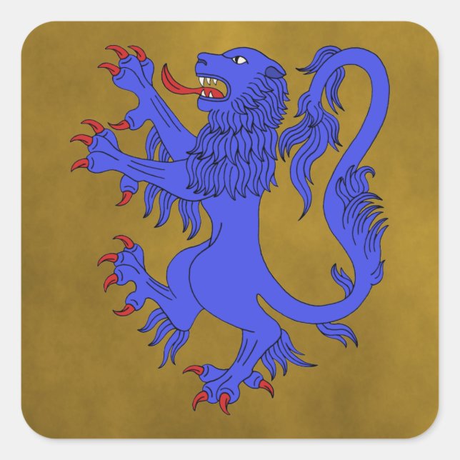 Lion Rampant Azure Square Sticker (Front)