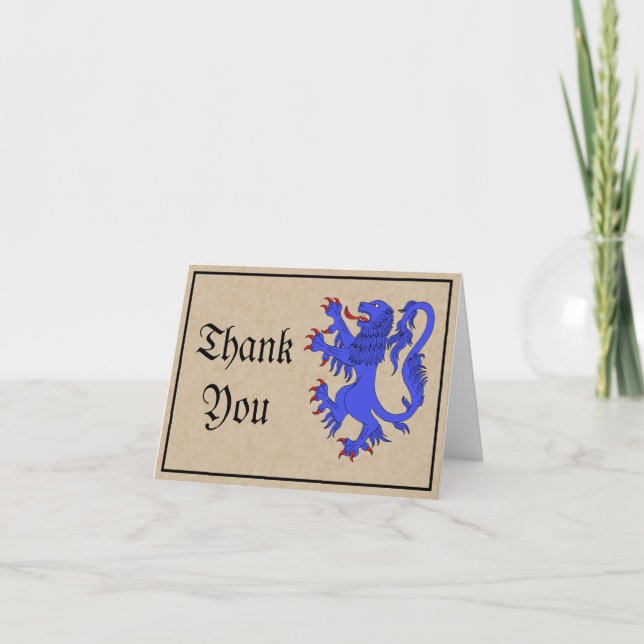 Lion Rampant Azure Thank You Card (Front)