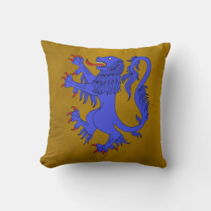 Lion Rampant Azure Throw Pillow