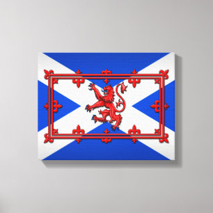 Lion Rampant On Scottish Flag Canvas Print