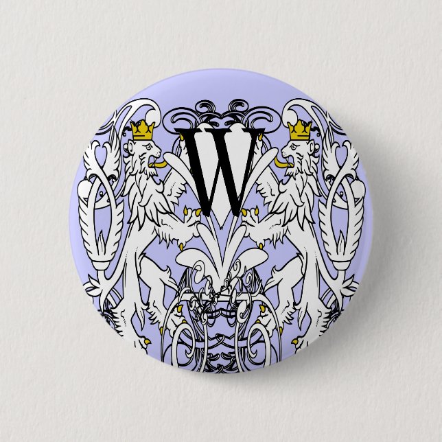 Lion Rampant Renaissance Wedding 2 Inch Round Button (Front)