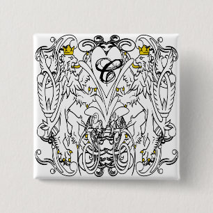 Lion Rampant Renaissance Wedding 2 Inch Square Button