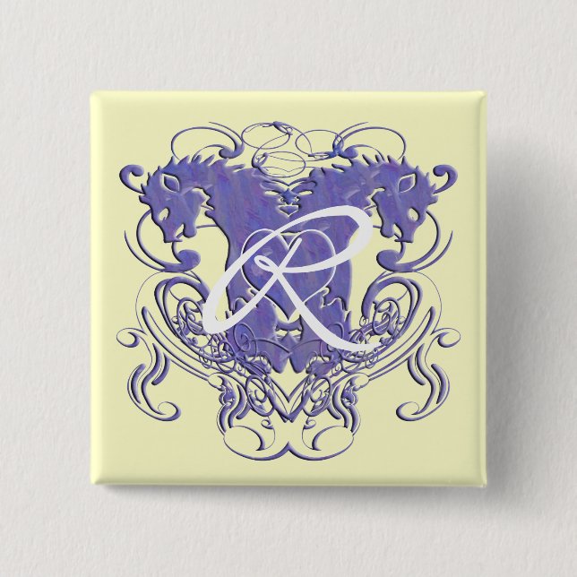 Lion Rampant Renaissance Wedding 2 Inch Square Button (Front)