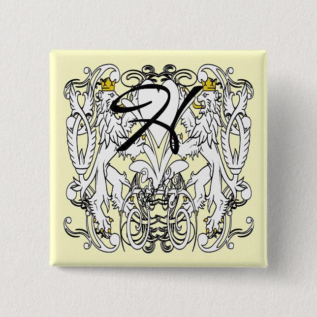 Lion Rampant Renaissance Wedding 2 Inch Square Button (Front)