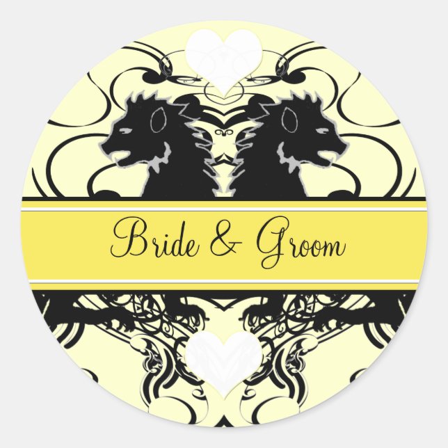 Lion Rampant Renaissance Wedding Classic Round Sticker (Front)