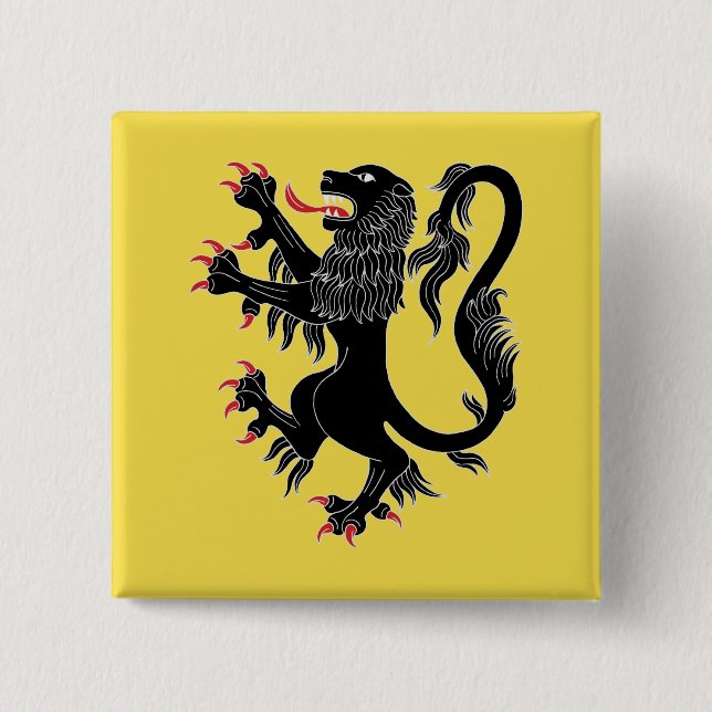 Lion Rampant Sable 2 Inch Square Button (Front)