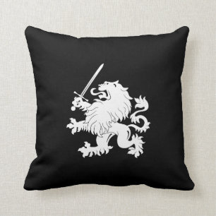 Lion Rampant with Sword Heraldry Throw Pillow