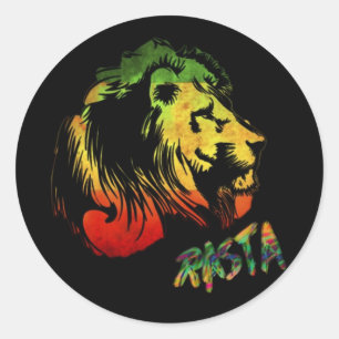 lion rasta classic round sticker