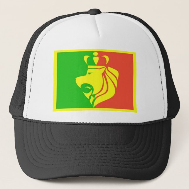 Lion Rasta Reggae Flag Trucker Hat (Front)