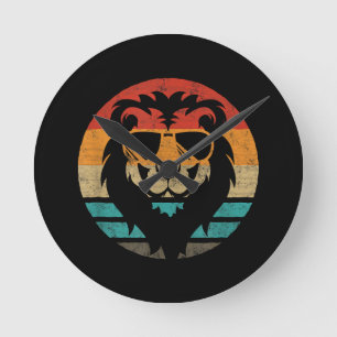 Lion Retro Style Vintage Round Clock