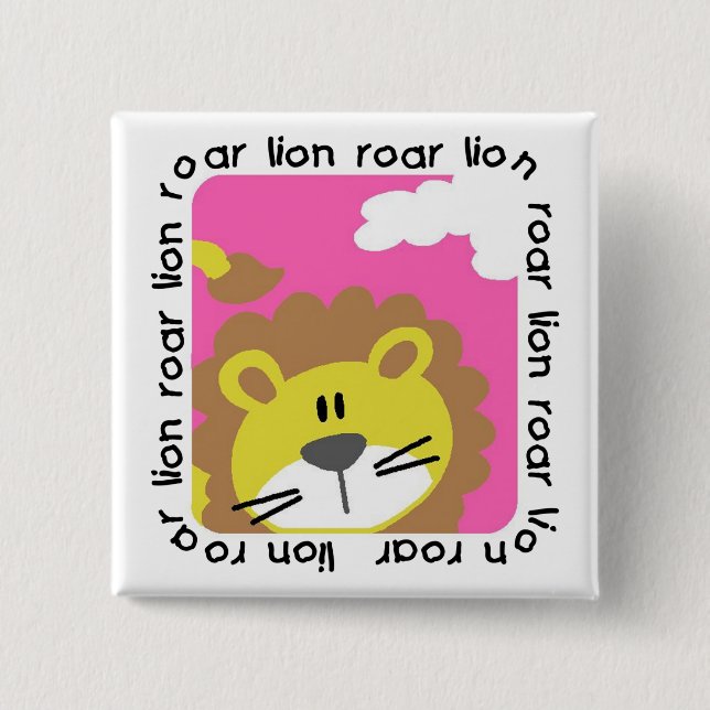 Lion Roar Tshirts and Gifts 2 Inch Square Button (Front)