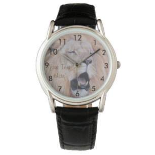 lion roaring big cat wildlife realist art watch
