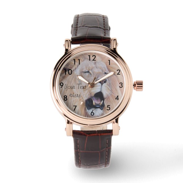 lion roaring big cat wildlife realist art watch (Front)