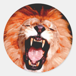 Lion Roaring Classic Round Sticker