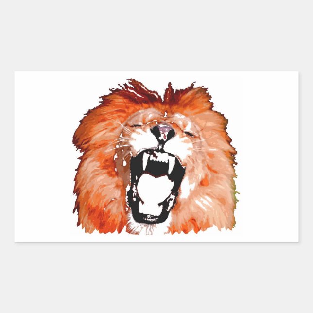 Lion Roaring Rectangle Sticker (Front)