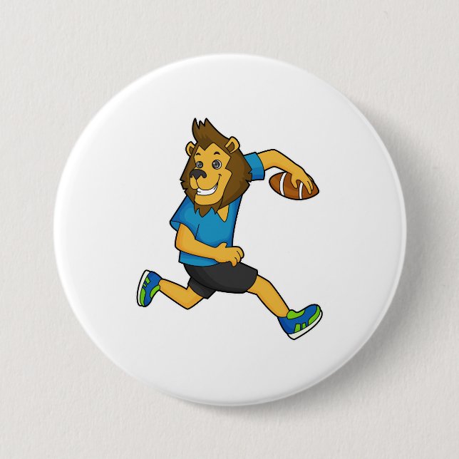 Lion Rugby player Football 3 Inch Round Button (Front)