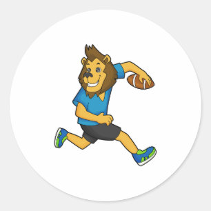 Lion Rugby player Football Classic Round Sticker