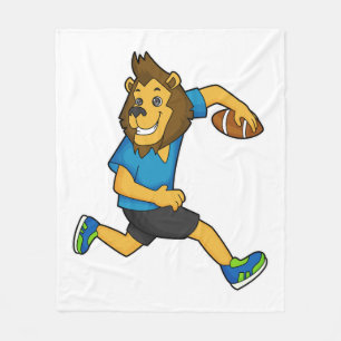 Lion Rugby player Football Fleece Blanket