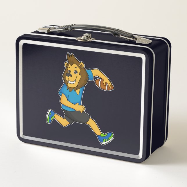 Lion Rugby player Football Metal Lunch Box (Front)