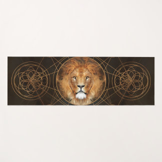 Lion Sacred Geometry Digital Art Yoga Mat