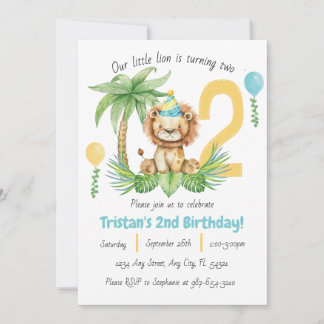 Lion Safari 2nd Birthday Invitation