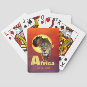 Lion Safari Africa Sunset Personalized Playing Cards