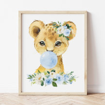 Lion, Safari, Blue Bubble Gum, Boy Nursery