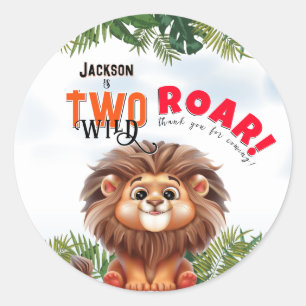 Lion Safari Two Wild Kids Birthday Classic Round Sticker