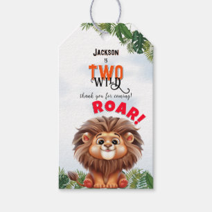 Lion Safari Two Wild Kids Birthday Thank You Gift Tags