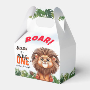 Lion Safari Wild One Kids Birthday Favor Box