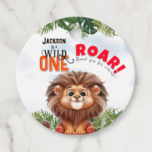 Lion Safari Wild One Kids Birthday Favour Tags