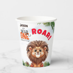 Lion Safari Wild One Kids Birthday Paper Cups