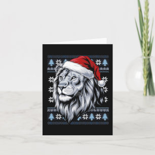Lion Santa Hat Ugly Christmas Sweater Lion Lovers  Card
